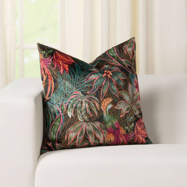 Velvet floral pillow sale